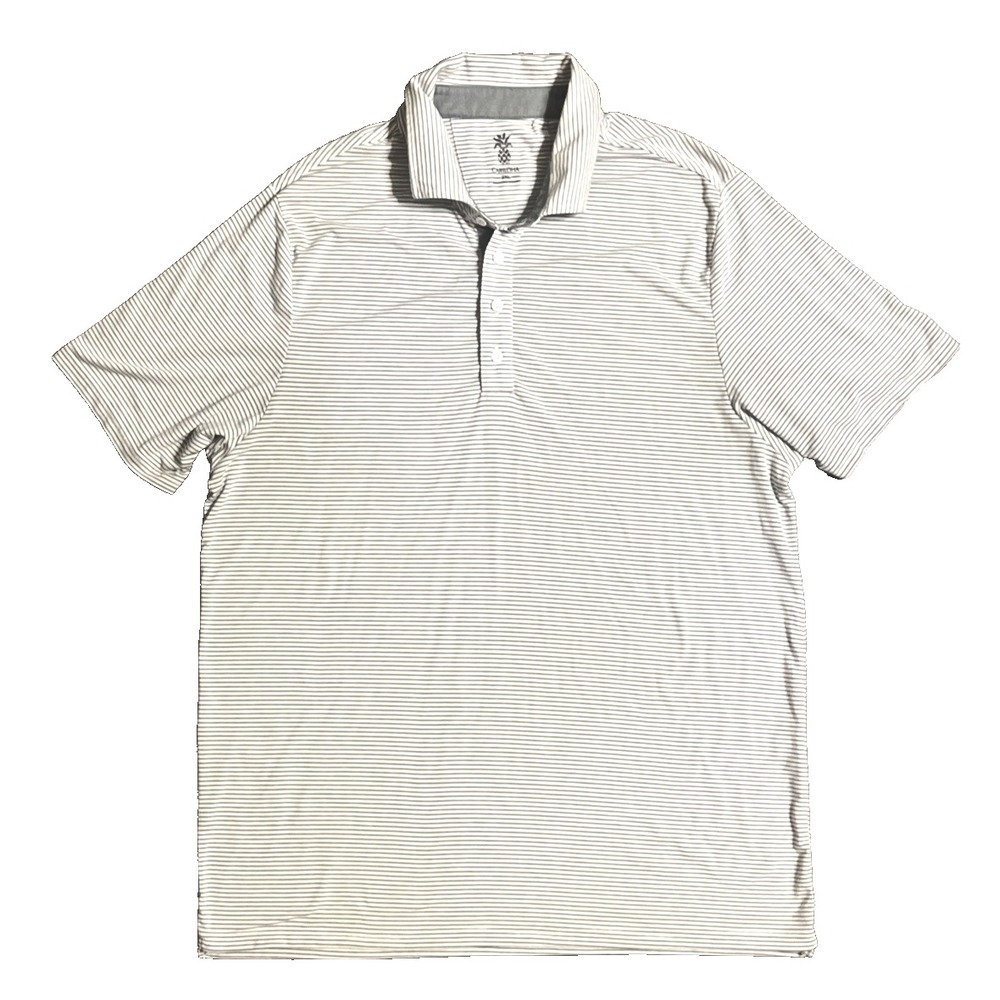 Cariloha Bamboo Comfort Polo Shirt S/S White Gray Stripes Mens 2XL
